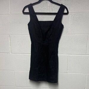 Reformation Celosia Black Linen Mini Dress